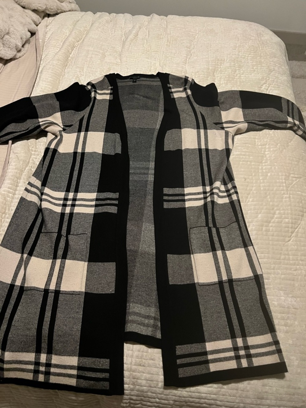 torrid Black & Cream Knit Open Cardigan